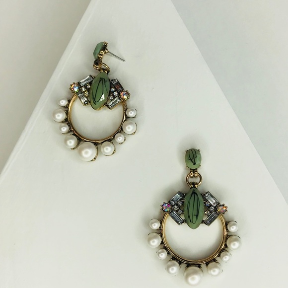 Pearl Crystal Statement Earrings - Picture 5 of 6